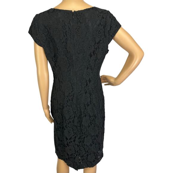 J. Crew Lace Overlay Dress Black Short Sleeve 22156 Size 8 - Picture 5 of 11